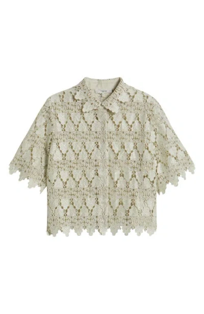 Frame The Lace Button Up Shirt In Soft Mint In Soft Mint