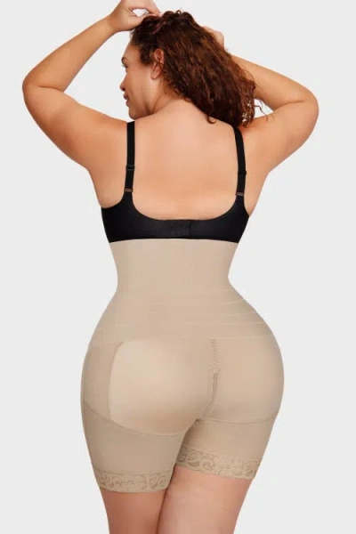 Shapellx Airslim 2-in-1 High-waisted Booty Lift Shaper Shorts In Warm Khaki