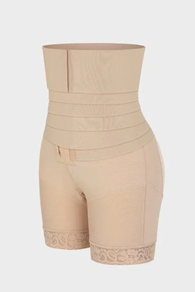 Shapellx Airslim 2-in-1 High-waisted Booty Lift Shaper Shorts In Warm Khaki