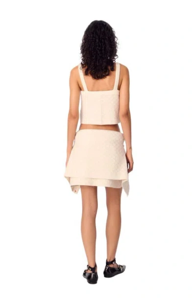 Maje Womens Blanc Tweed-pattern Cropped Knitted Top In Ecru