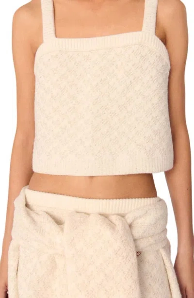 Maje Womens Blanc Tweed-pattern Cropped Knitted Top In Ecru