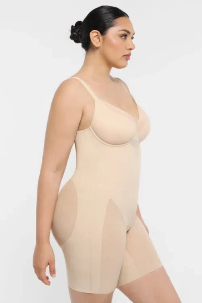 Shapellx Airslim Full Coverage Seamless Shaping Bodysuit In Linen