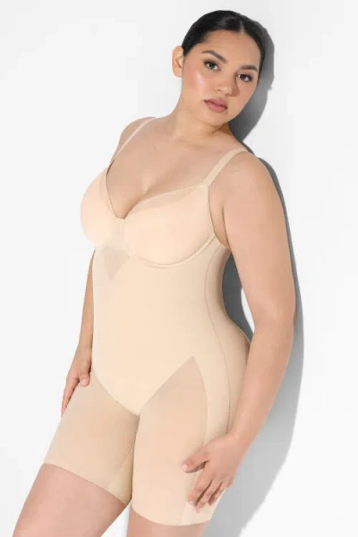 Shapellx Airslim Full Coverage Seamless Shaping Bodysuit In Linen