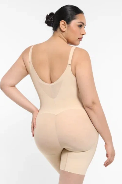 Shapellx Airslim Full Coverage Seamless Shaping Bodysuit In Linen
