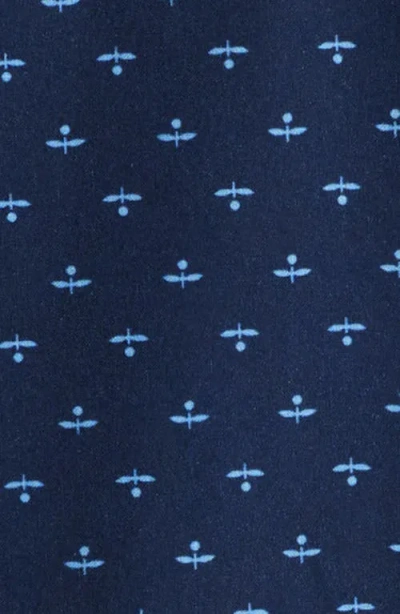 Mizzen + Main Mizzen+main Leeward Trim Fit Neat Short Sleeve Stretch Button-up Shirt In Navy Dotted Leaf