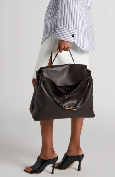 Bottega Veneta Andiamo Large Leather Top-handle Bag In Fondant-m Brass