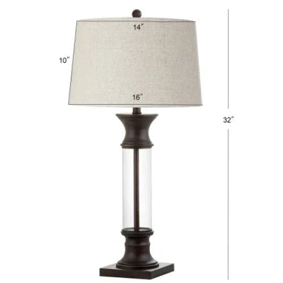 Jonathan Y Hunter 32" Metal/glass Led Table Lamp In Bronze/clear