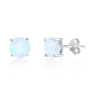 Donatello Gian Sterling Silver White Opal Studs In Metallic