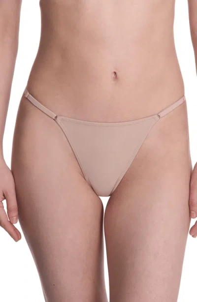 Natori Verge Adjustable String Thong In Cafe