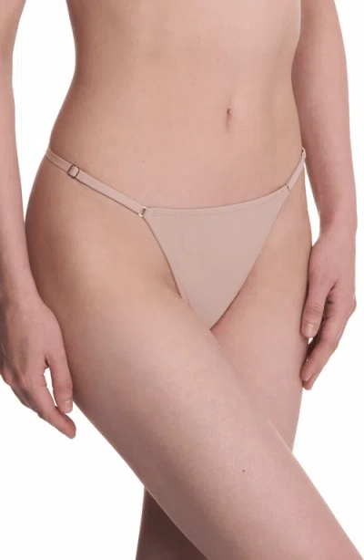 Natori Verge Adjustable String Thong In Cafe