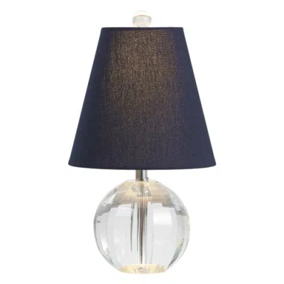 Jonathan Y Goddard 16" Crystal Ball/metal Led Table Lamp In Clear/navy