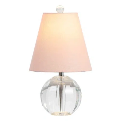 Jonathan Y Goddard 16" Crystal Ball/metal Led Table Lamp In Clear/pink