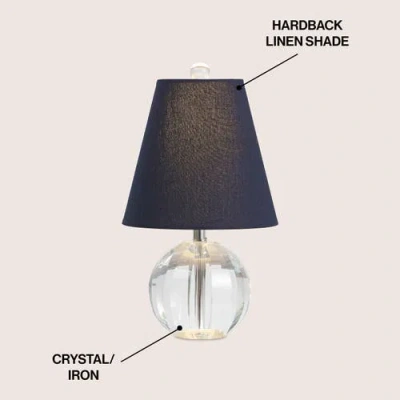 Jonathan Y Goddard 16" Crystal Ball/metal Led Table Lamp In Clear/navy