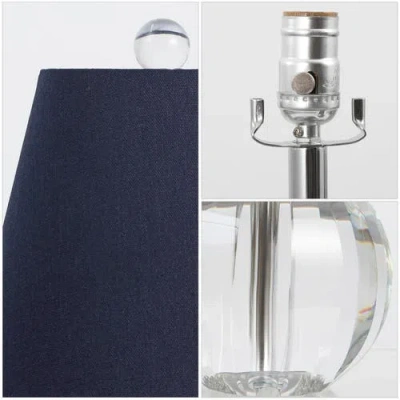 Jonathan Y Goddard 16" Crystal Ball/metal Led Table Lamp In Clear/navy