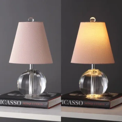 Jonathan Y Goddard 16" Crystal Ball/metal Led Table Lamp In Clear/pink