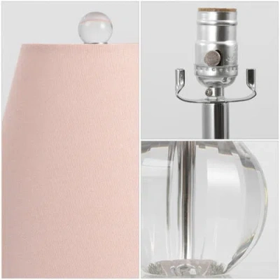 Jonathan Y Goddard 16" Crystal Ball/metal Led Table Lamp In Clear/pink