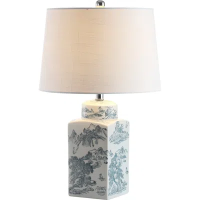 Jonathan Y Audrey 24.5" Chinoiserie Led Table Lamp, Blue/white In Blue/white