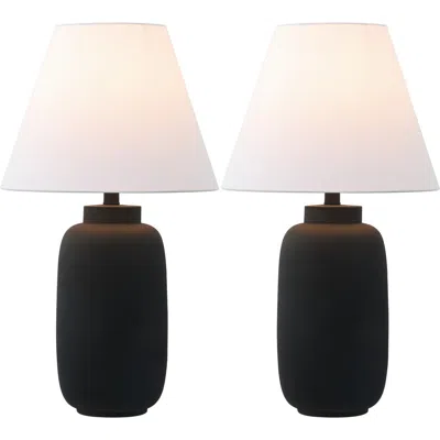 Jonathan Y Elinore 24.5" Minimalist Scandinavian Resin/iron Ginger Jar Led Table Lamp In Matte Black