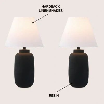 Jonathan Y Elinore 24.5" Minimalist Scandinavian Resin/iron Ginger Jar Led Table Lamp In Matte Black