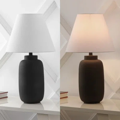 Jonathan Y Elinore 24.5" Minimalist Scandinavian Resin/iron Ginger Jar Led Table Lamp In Matte Black