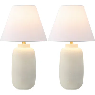 Jonathan Y Elinore 24.5" Minimalist Scandinavian Resin/iron Ginger Jar Led Table Lamp In Matte Cream
