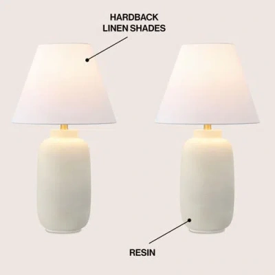 Jonathan Y Elinore 24.5" Minimalist Scandinavian Resin/iron Ginger Jar Led Table Lamp In Matte Cream