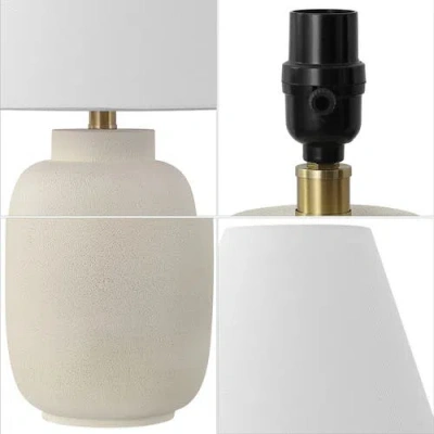 Jonathan Y Elinore 24.5" Minimalist Scandinavian Resin/iron Ginger Jar Led Table Lamp In Matte Cream