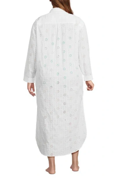 Lands' End Eyelet Button Down Maxi Cover-up Dress In White