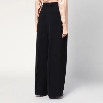 Jil Sander Wide Black Pants In Silk Blend In Black