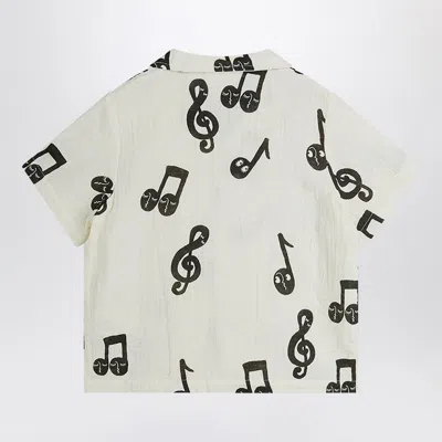 Mini Rodini White Shirt With Musical Notes In White