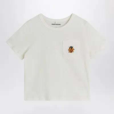 Mini Rodini White T-shirt With Ladybug Embroidery