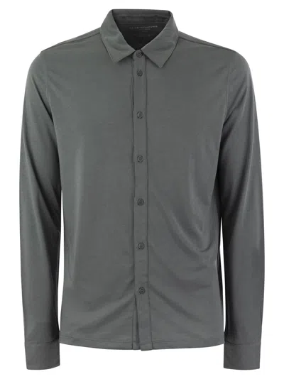 Majestic Long-sleeved Shirt In Lyocell And Cotton In Gray