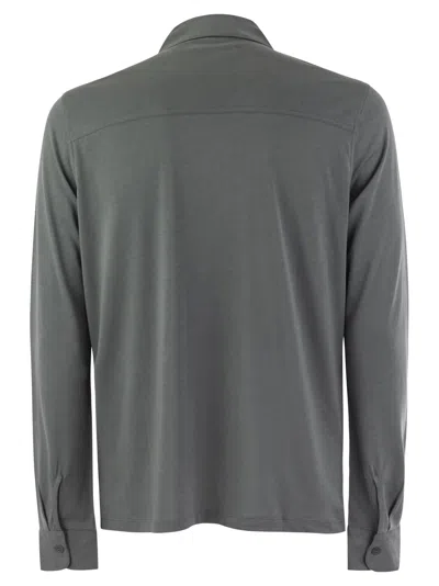 Majestic Long-sleeved Shirt In Lyocell And Cotton In Gray