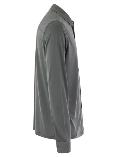 Majestic Long-sleeved Shirt In Lyocell And Cotton In Gray