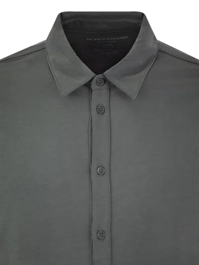 Majestic Long-sleeved Shirt In Lyocell And Cotton In Gray