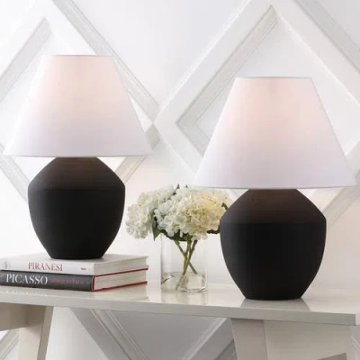 Jonathan Y Ralf 20.5" Minimalist Scandinavian Resin/iron Led Table Lamp In Matte Black