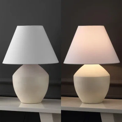 Jonathan Y Ralf 20.5" Minimalist Scandinavian Resin/iron Led Table Lamp In Matte Cream