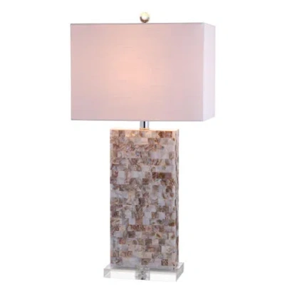 Jonathan Y Cannon 29" Seashell And Crystal Led Table Lamp, Natural/clear In Natural/clear
