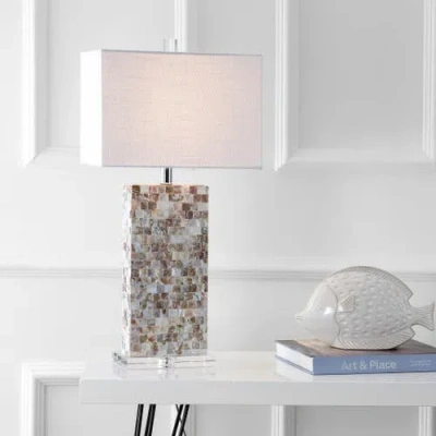 Jonathan Y Cannon 29" Seashell And Crystal Led Table Lamp, Natural/clear In Natural/clear