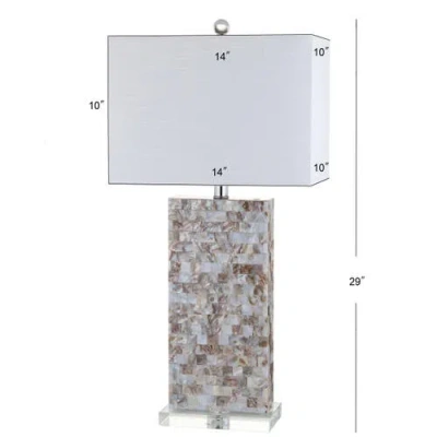 Jonathan Y Cannon 29" Seashell And Crystal Led Table Lamp, Natural/clear In Natural/clear