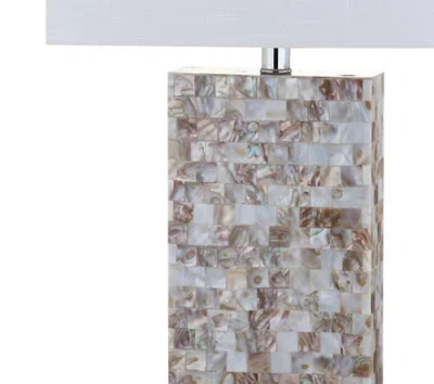 Jonathan Y Cannon 29" Seashell And Crystal Led Table Lamp, Natural/clear In Natural/clear