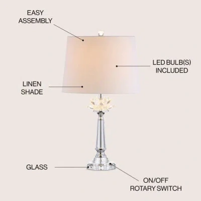 Jonathan Y Day 24.5" Crystal Led Table Lamp, Clear In Clear