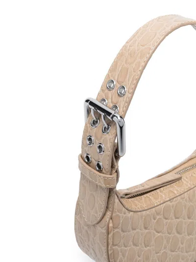 By Far Pre By Far Mini Soho Crocodile-embossed Shoulder Bag In Beige
