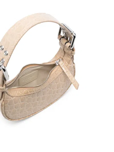 By Far Pre By Far Mini Soho Crocodile-embossed Shoulder Bag In Beige