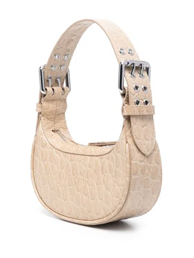 By Far Pre By Far Mini Soho Crocodile-embossed Shoulder Bag In Beige