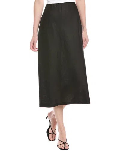 Enza Costa Bias Linen Midi Skirt In Black