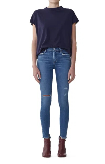 Agolde Sophie High-rise Ankle Pentacle Jeans In Blue In Blue