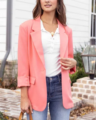 Grace & Lace Statement Blazer In Melon In Orange