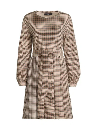 Weekend Max Mara Vetta Belted Mini Dress In Camel Pied De In Multi