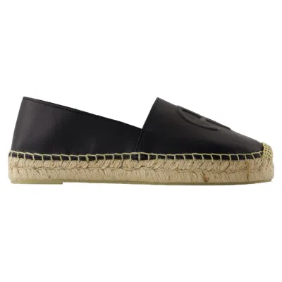 Anine Bing Paloma Espadrilles Flat Shoes - Leather - Black In Black